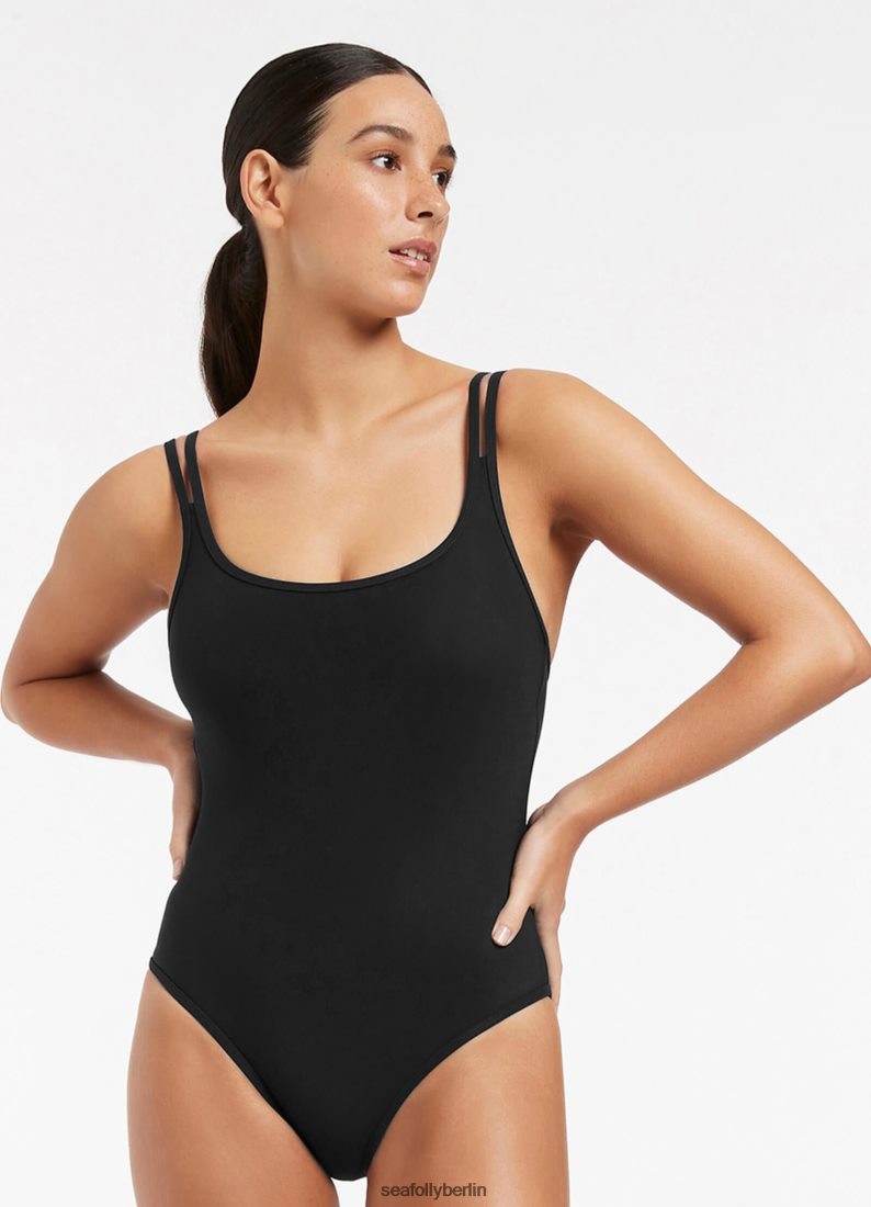 Badebekleidung Seafolly Jetset Doppelriemen einteilig Schwarz Frauen 6RVZTV55
