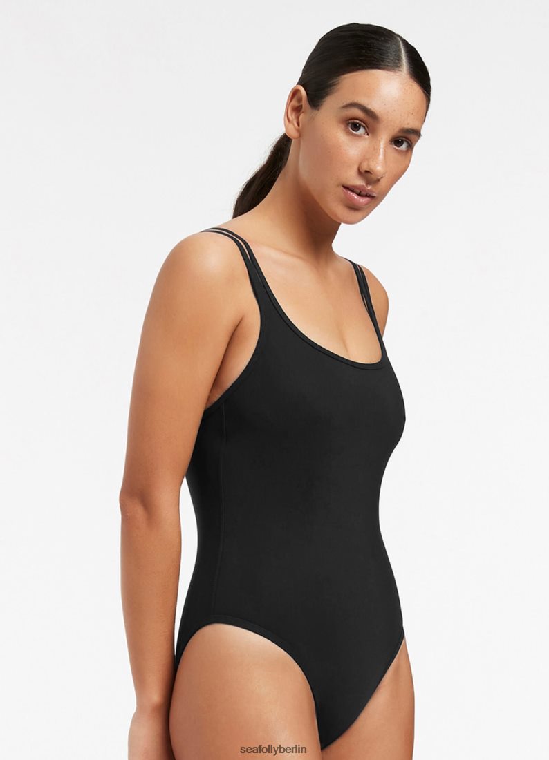 Badebekleidung Seafolly Jetset Doppelriemen einteilig Schwarz Frauen 6RVZTV55