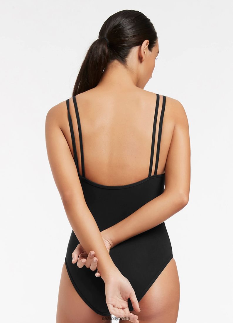 Badebekleidung Seafolly Jetset Doppelriemen einteilig Schwarz Frauen 6RVZTV55
