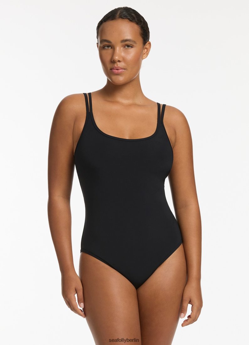 Badebekleidung Seafolly Jetset Doppelriemen einteilig Schwarz Frauen 6RVZTV55