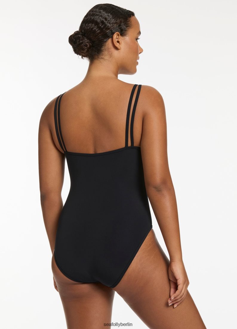 Badebekleidung Seafolly Jetset Doppelriemen einteilig Schwarz Frauen 6RVZTV55