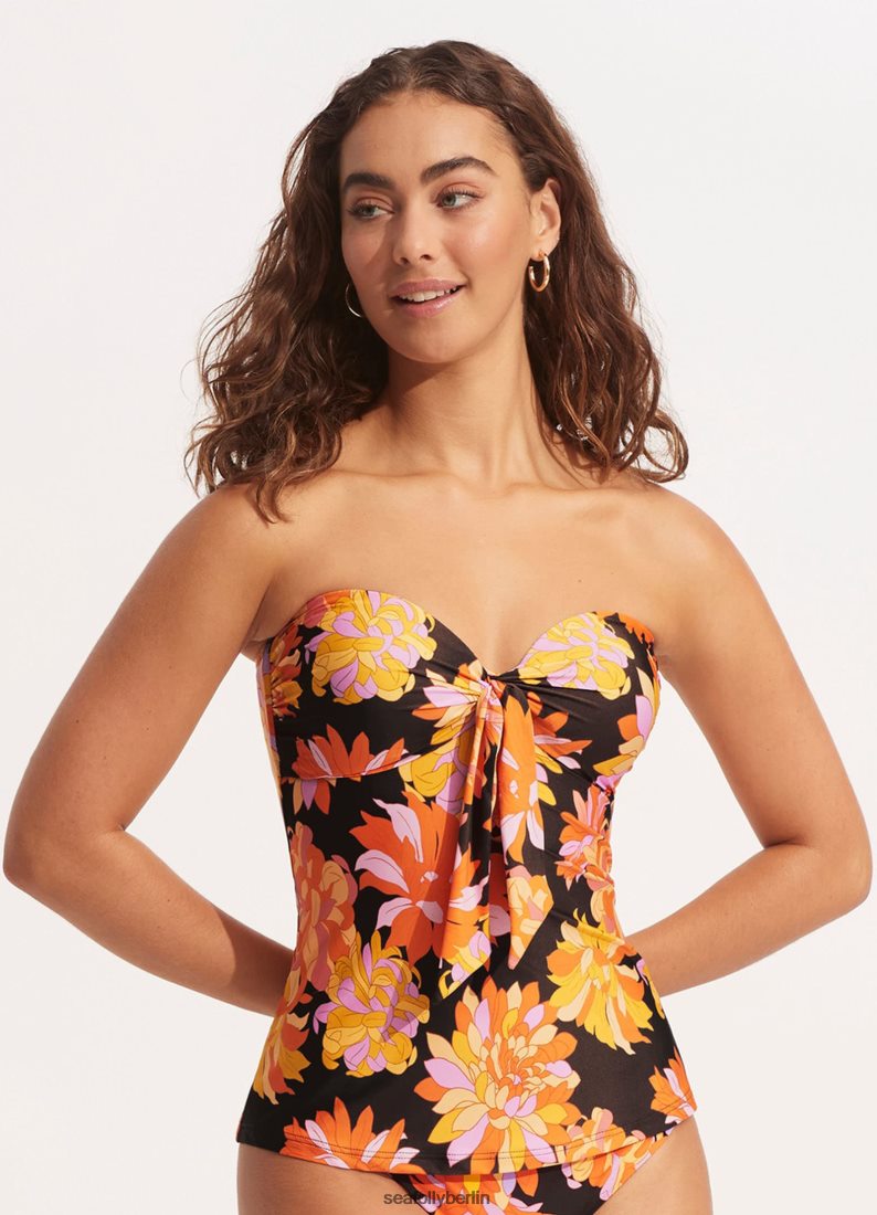 Badebekleidung Seafolly Bandeau-Unterhemd mit verdrehter Vorderseite von Palm Springs Schwarz Frauen 6RVZTV430