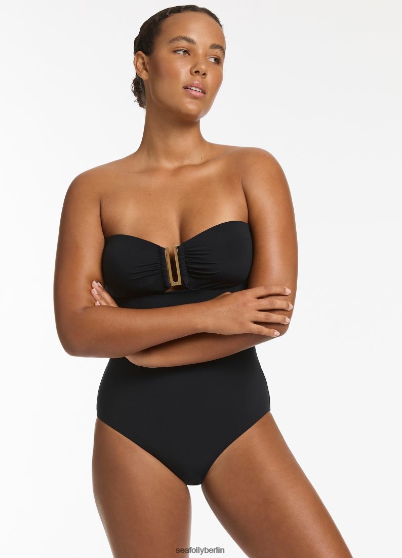 Badebekleidung Seafolly Jetset Bandeau-Einteiler Schwarz Frauen 6RVZTV34