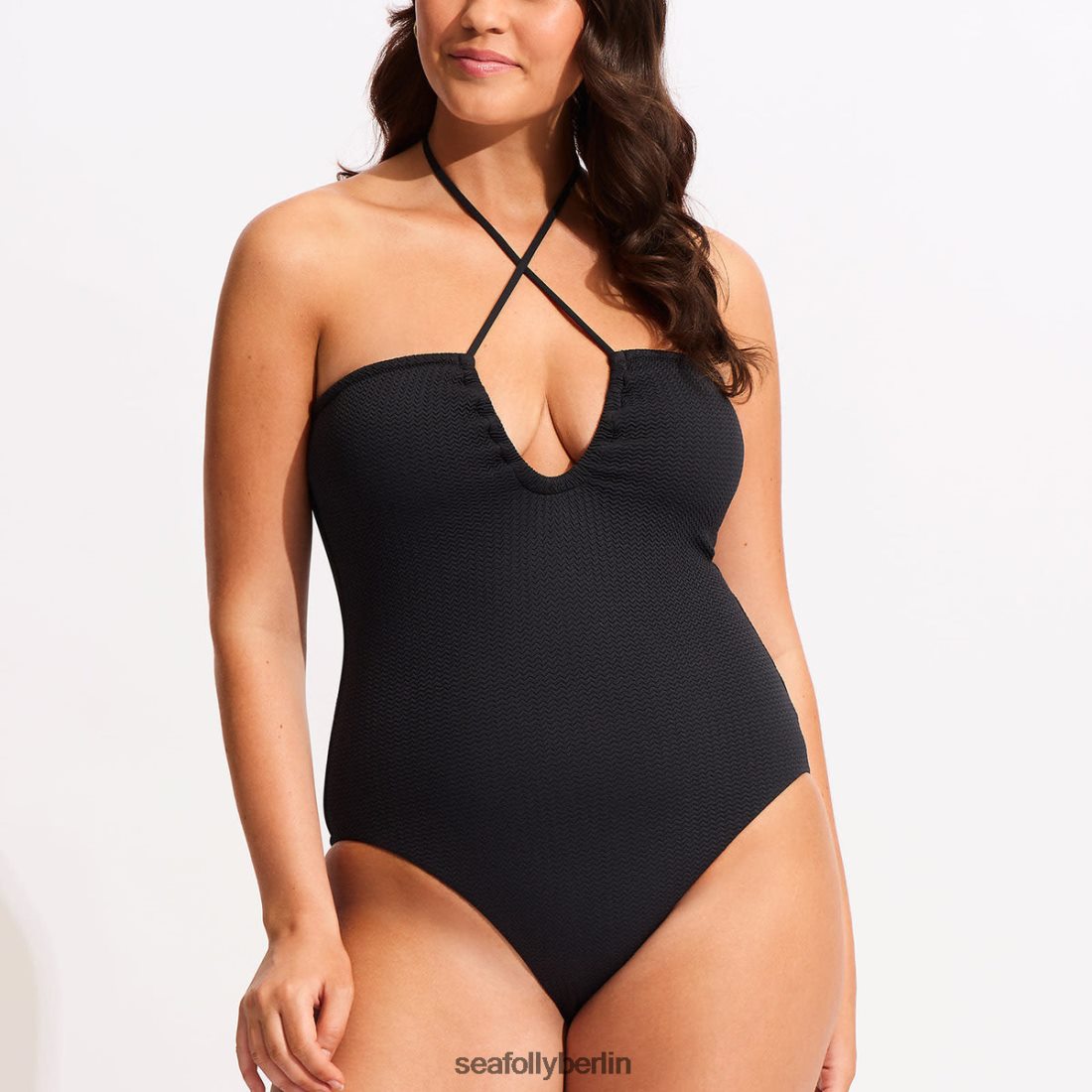 Badebekleidung Seafolly Meerestauch-Bandeau-Einteiler Schwarz Frauen 6RVZTV27