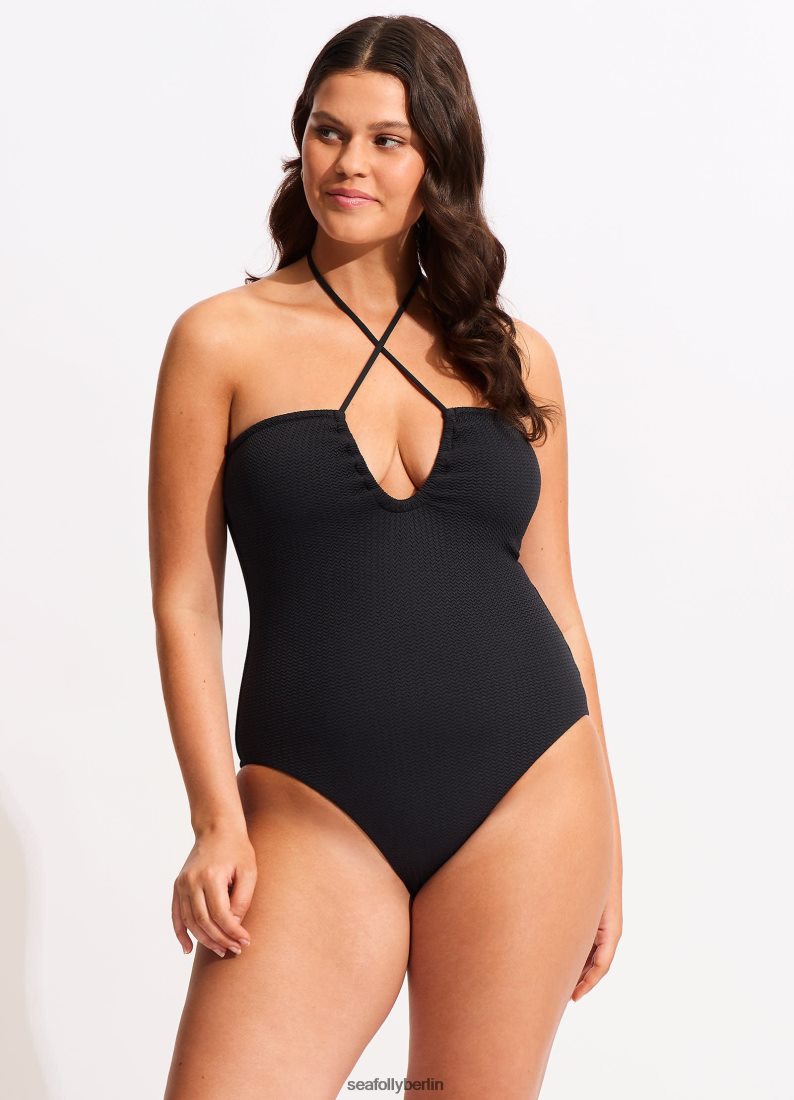 Badebekleidung Seafolly Meerestauch-Bandeau-Einteiler Schwarz Frauen 6RVZTV27