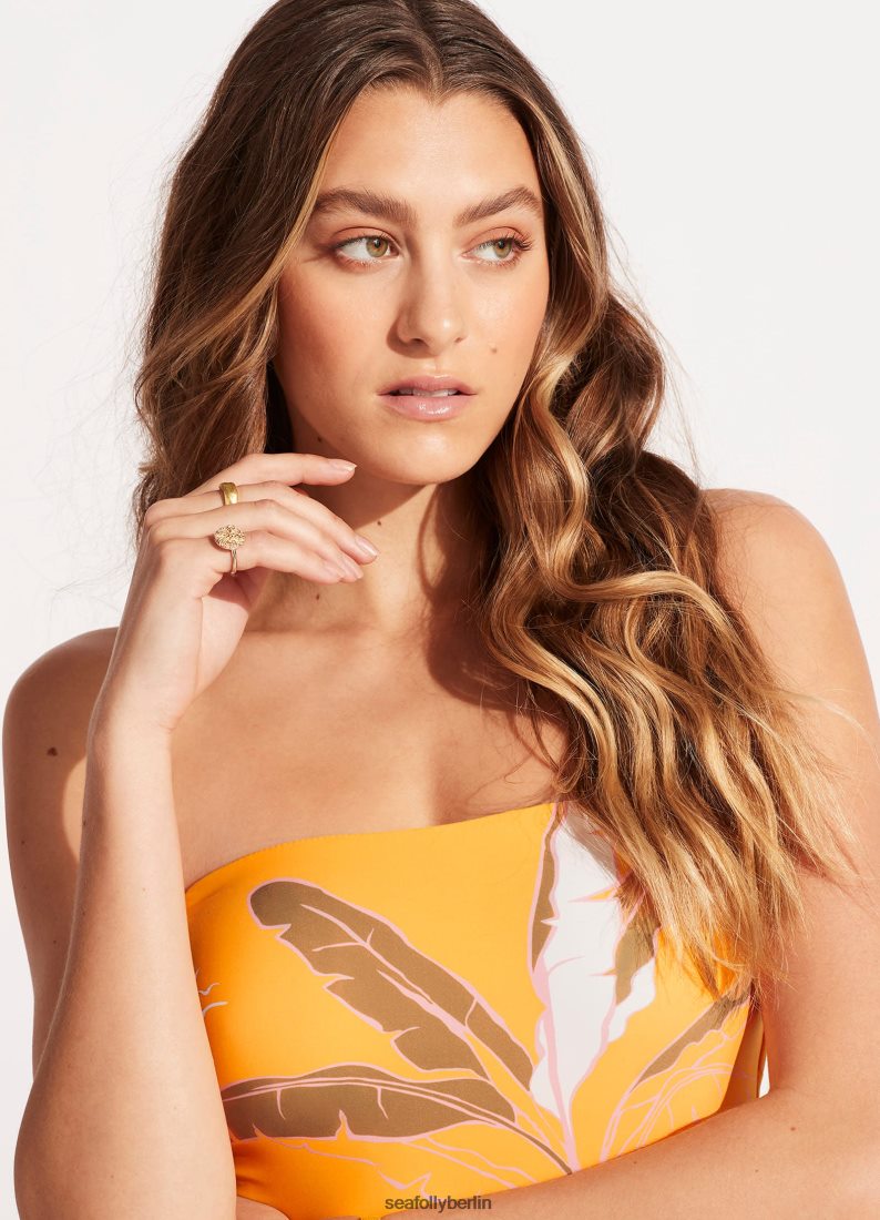 Badebekleidung Seafolly Palm Paradise Bandeau-Einteiler Steinmelone Frauen 6RVZTV89