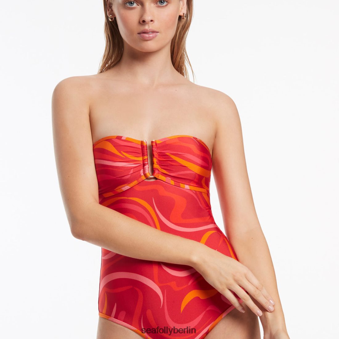 Badebekleidung Seafolly vortici Bandeau einteilig Kirsche Frauen 6RVZTV166