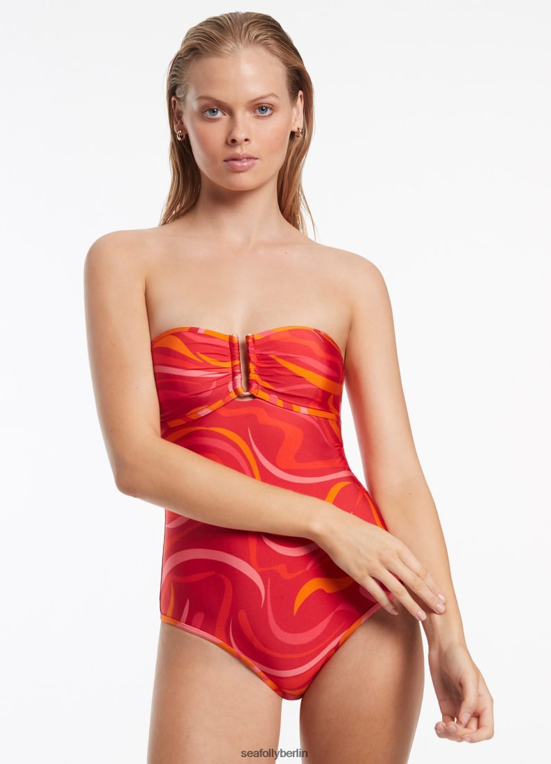 Badebekleidung Seafolly vortici Bandeau einteilig Kirsche Frauen 6RVZTV166