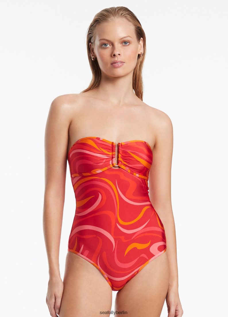 Badebekleidung Seafolly vortici Bandeau einteilig Kirsche Frauen 6RVZTV166