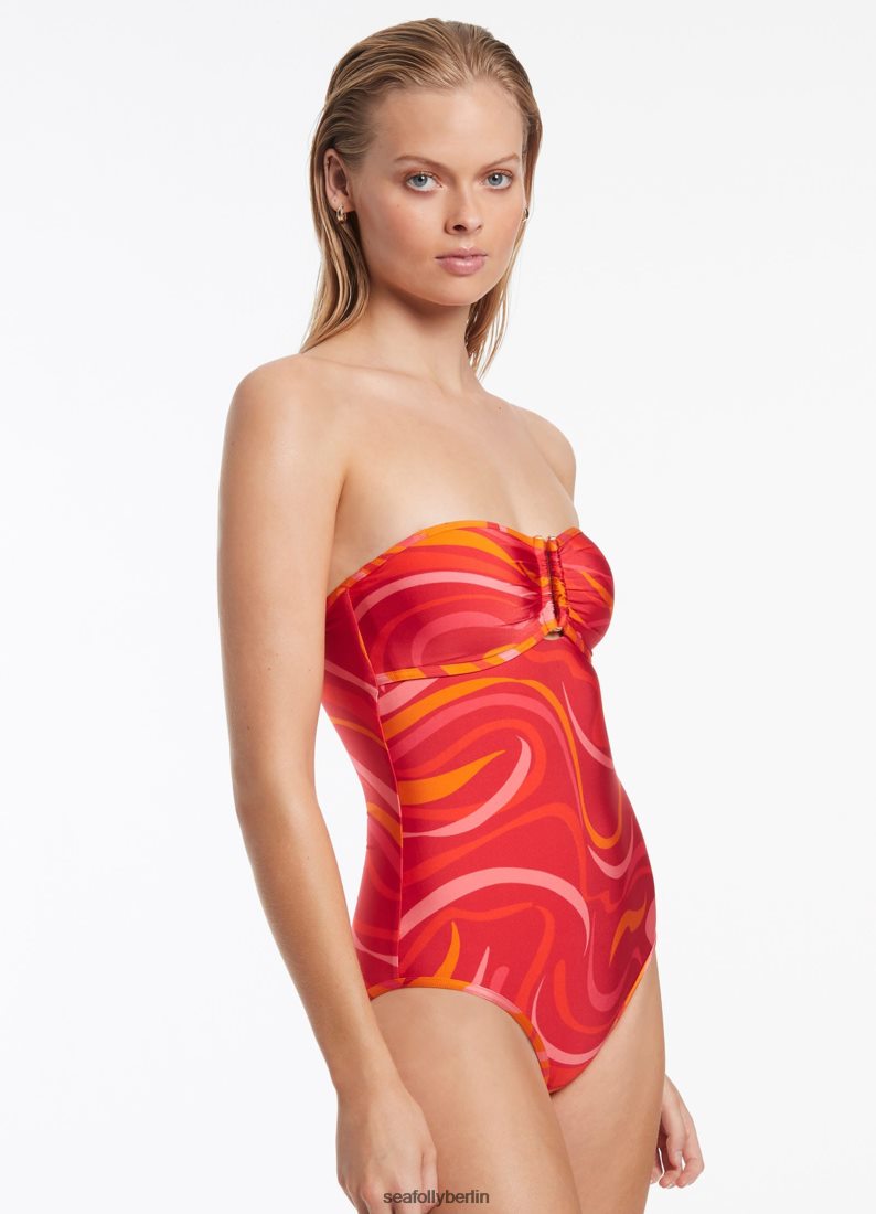 Badebekleidung Seafolly vortici Bandeau einteilig Kirsche Frauen 6RVZTV166