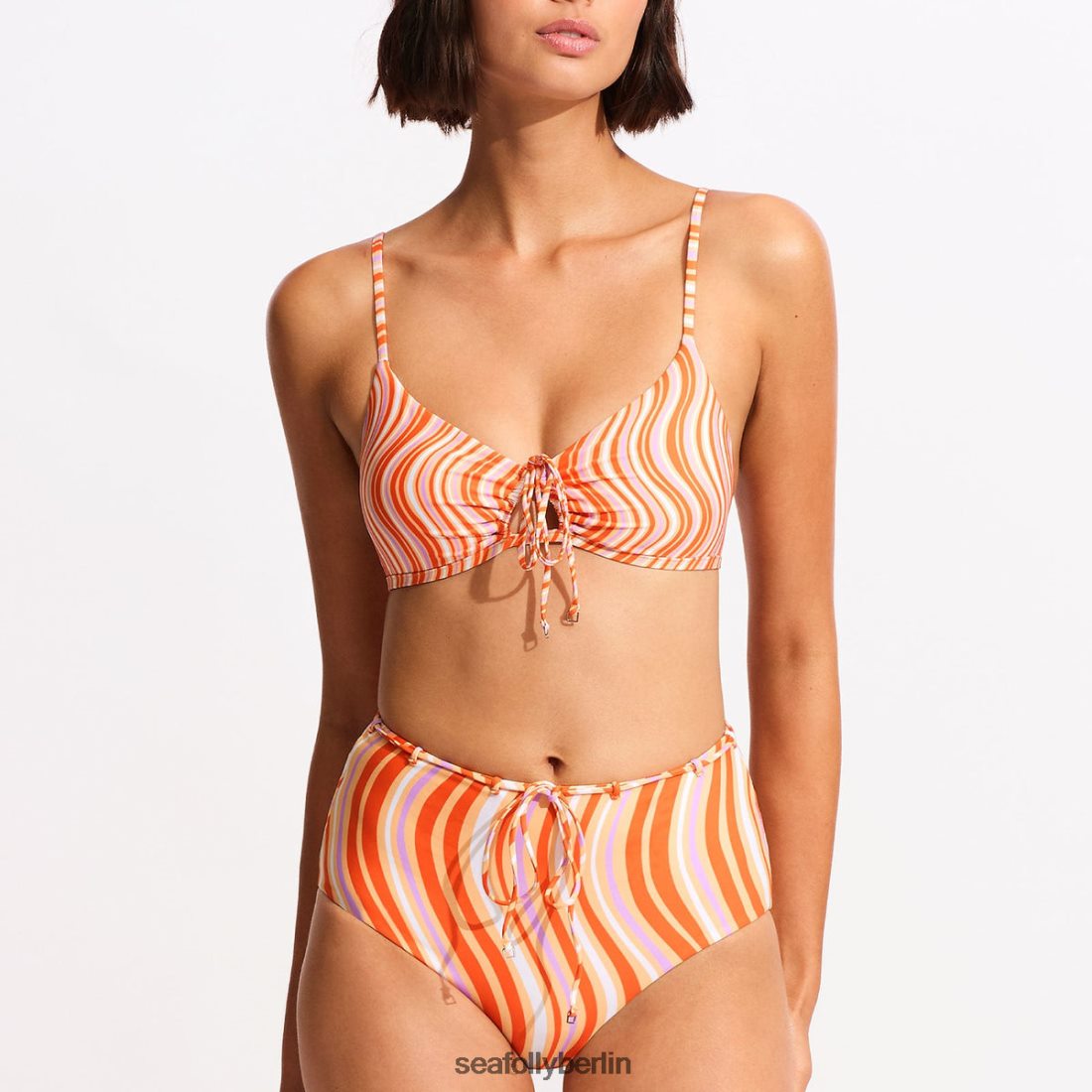Badebekleidung Seafolly Mod Squad Schlüsselloch-Bralette mit Kordelzug und Mandarine Mode Frauen 6RVZTV561