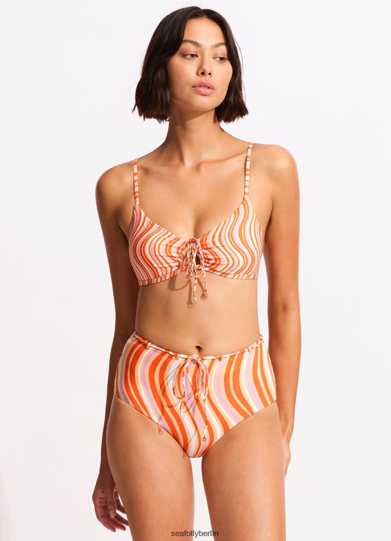 Badebekleidung Seafolly Mod Squad Schlüsselloch-Bralette mit Kordelzug und Mandarine Mode Frauen 6RVZTV561