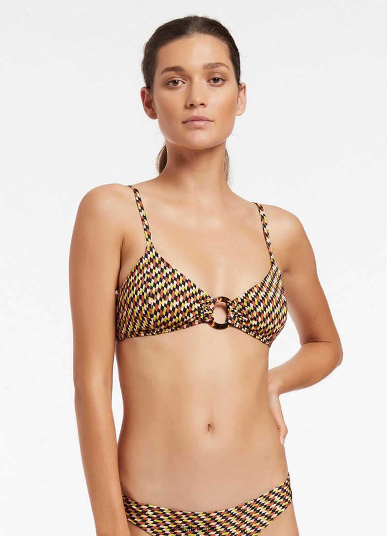Badebekleidung Seafolly Nomadic Lights Trim Bralette Zitrone Frauen 6RVZTV471