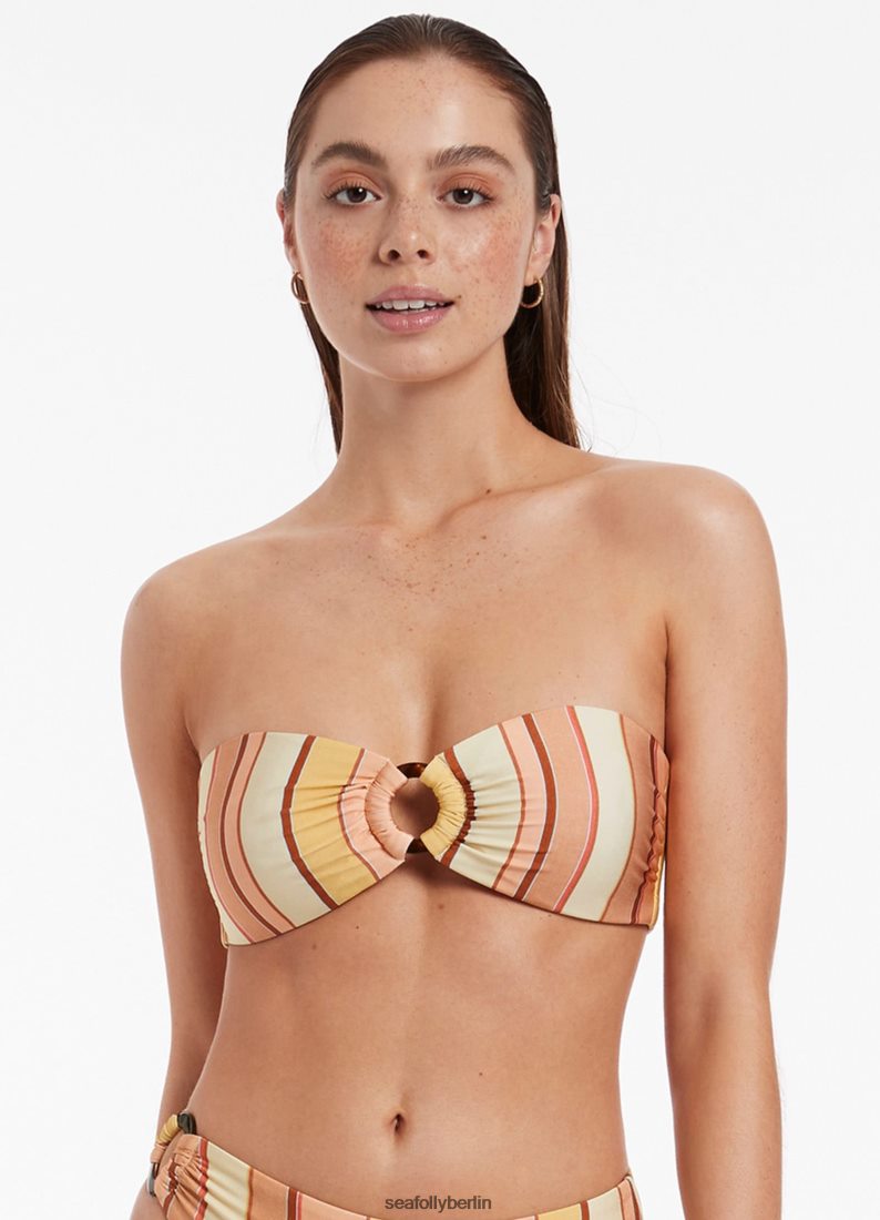 Badebekleidung Seafolly Fira Bandeau-Bikinioberteil mit Streifenbesatz Ringelblume Frauen 6RVZTV450