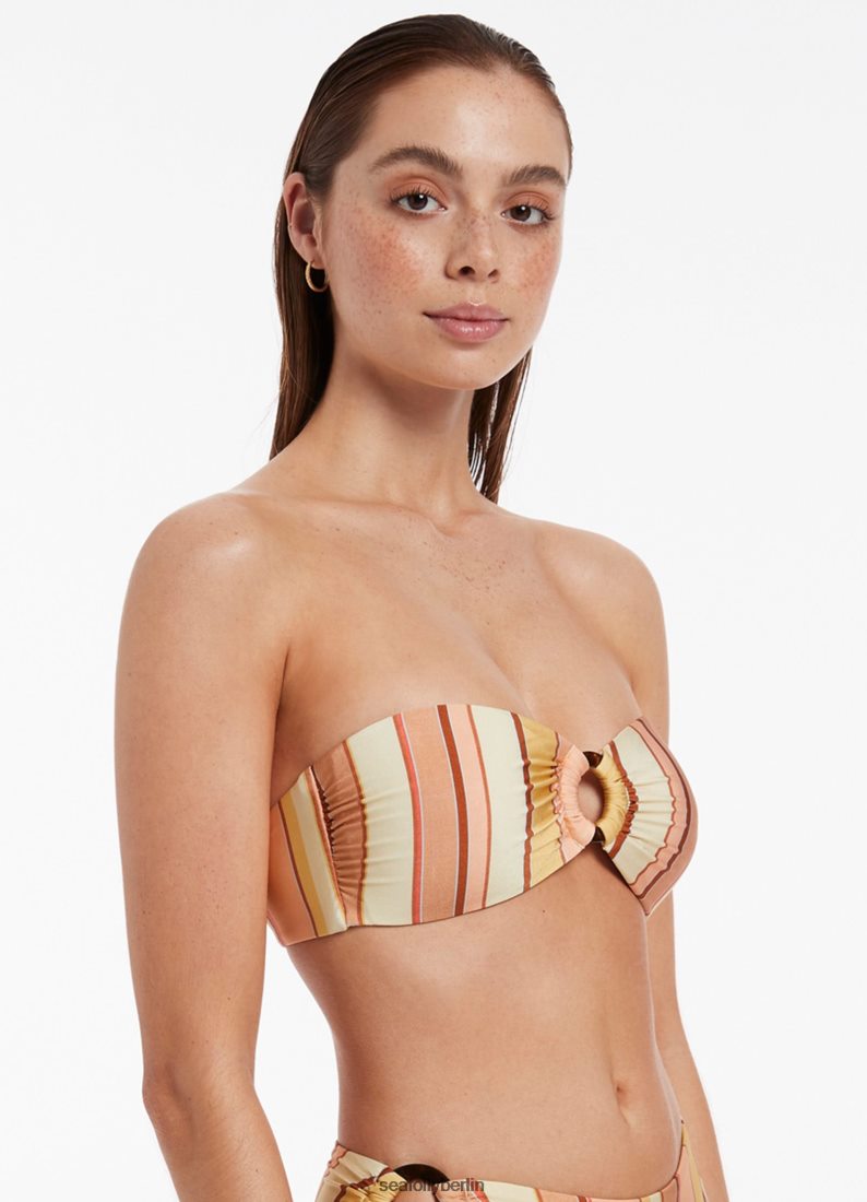 Badebekleidung Seafolly Fira Bandeau-Bikinioberteil mit Streifenbesatz Ringelblume Frauen 6RVZTV450
