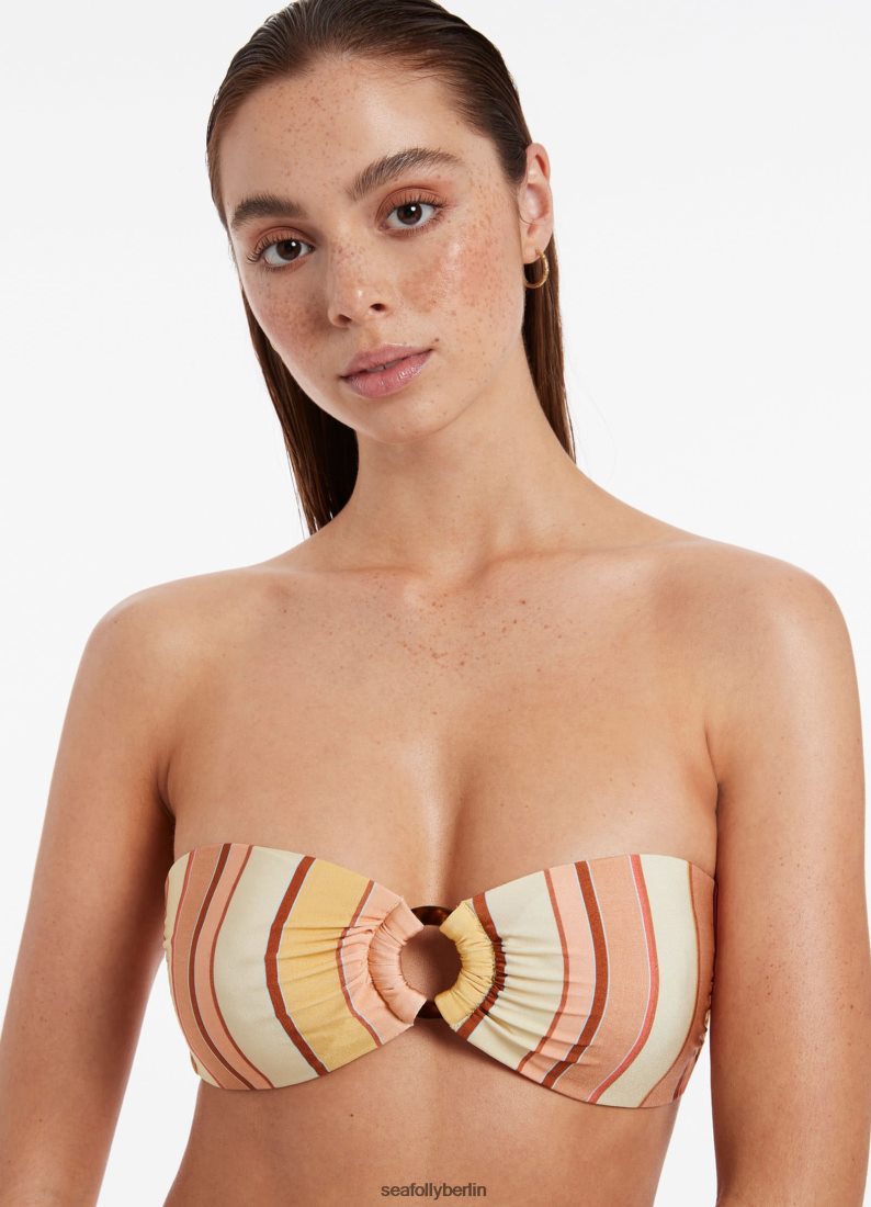 Badebekleidung Seafolly Fira Bandeau-Bikinioberteil mit Streifenbesatz Ringelblume Frauen 6RVZTV450