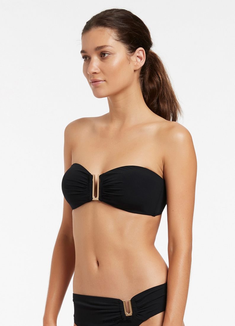Badebekleidung Seafolly Jetset-Bandeau-Bikinioberteil Schwarz Frauen 6RVZTV271