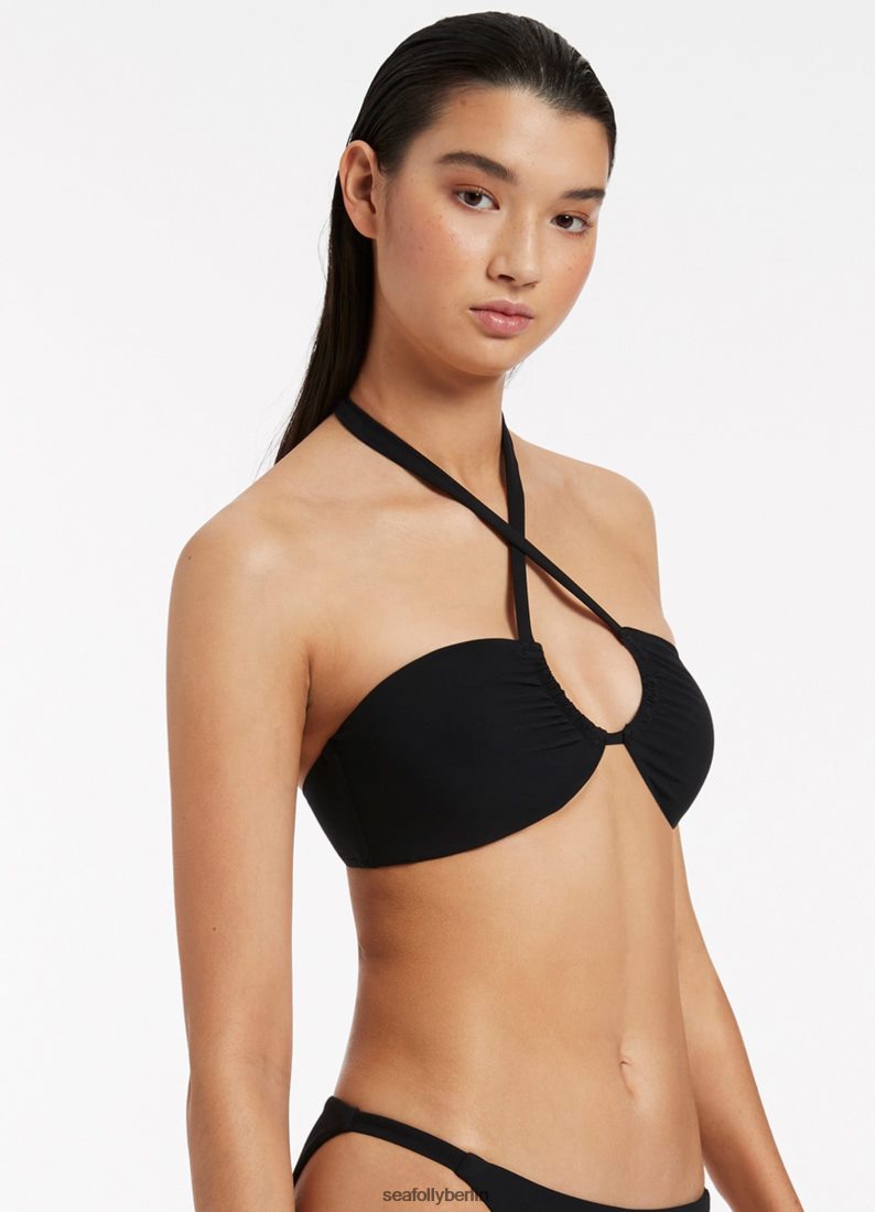 Badebekleidung Seafolly Jetset Neckholder-Bikinioberteil mit Raffung Schwarz Frauen 6RVZTV330