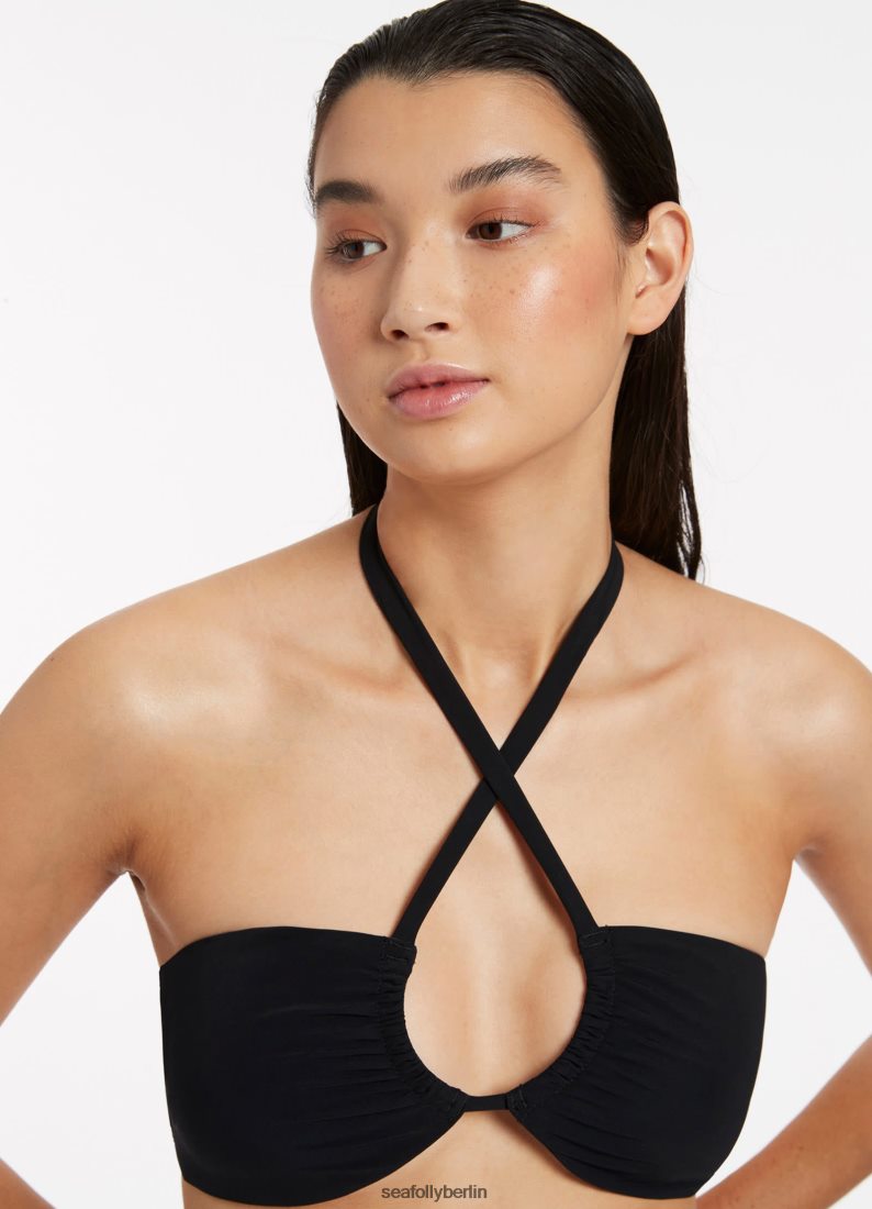 Badebekleidung Seafolly Jetset Neckholder-Bikinioberteil mit Raffung Schwarz Frauen 6RVZTV330