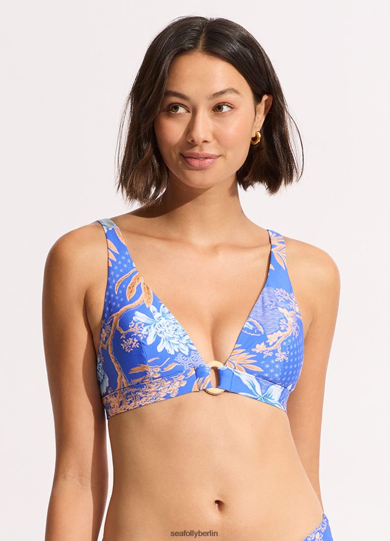 Badebekleidung Seafolly Langes Triangel-Bikinioberteil „Eden“. azurblau Frauen 6RVZTV176