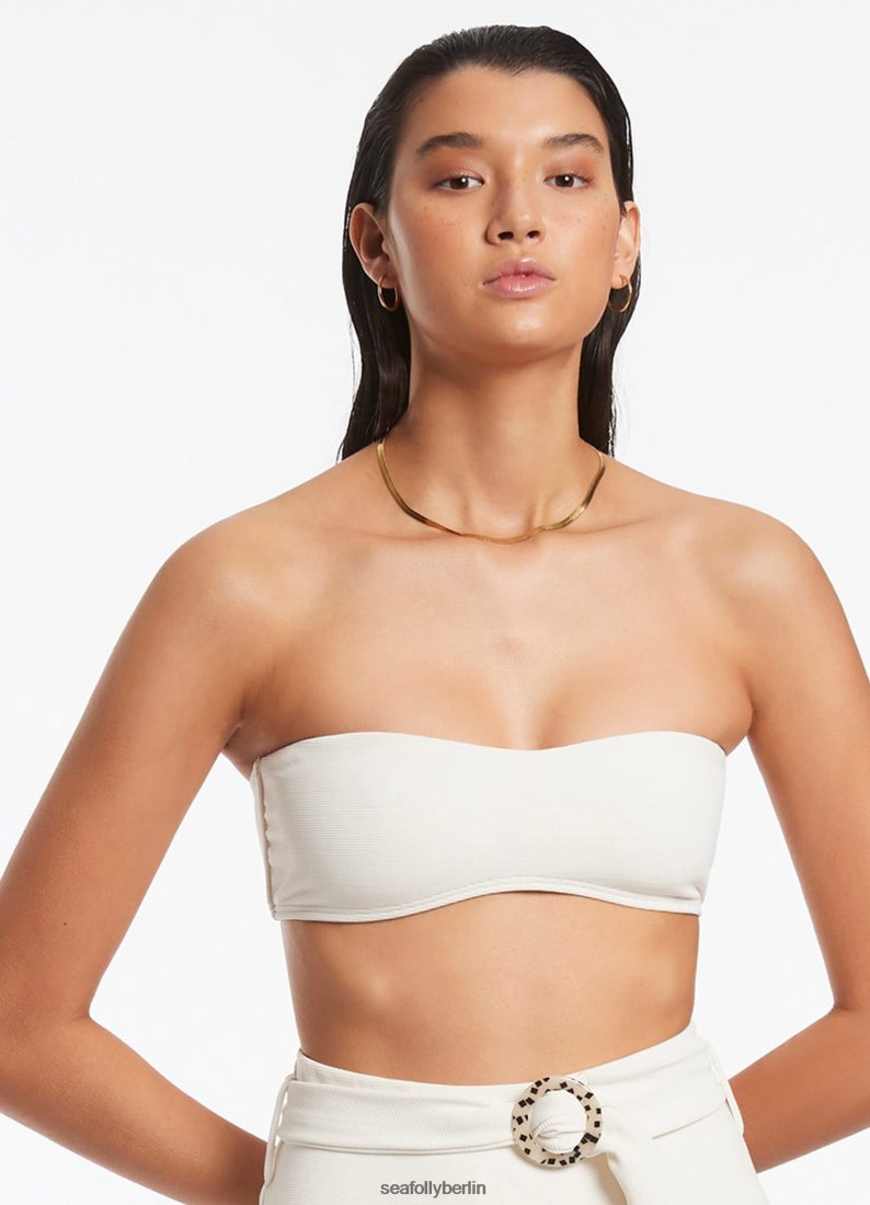 Badebekleidung Seafolly Minimales Bandeau-Bikinioberteil „Isla Rib“. Creme Frauen 6RVZTV411