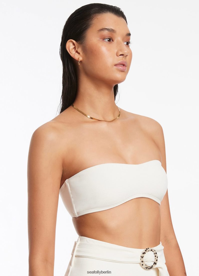 Badebekleidung Seafolly Minimales Bandeau-Bikinioberteil „Isla Rib“. Creme Frauen 6RVZTV411