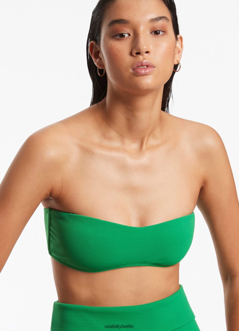 Badebekleidung Seafolly Minimales Bandeau-Bikinioberteil „Isla Rib“. Grün Frauen 6RVZTV381