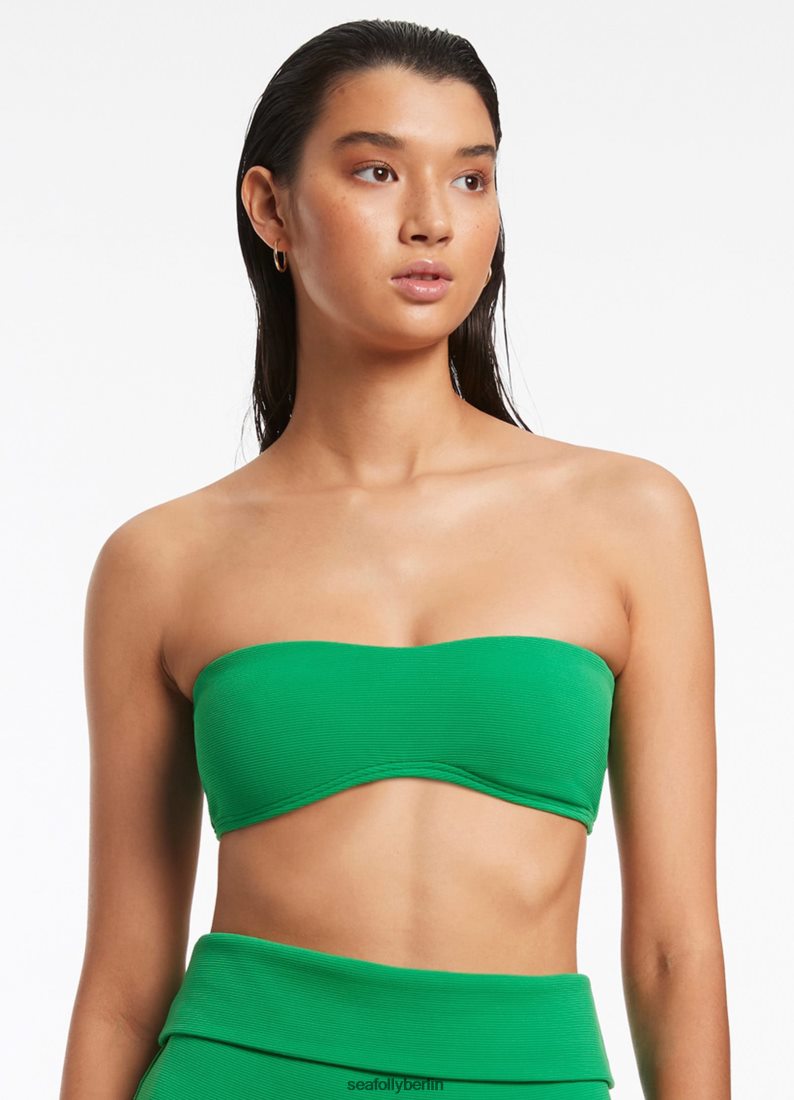 Badebekleidung Seafolly Minimales Bandeau-Bikinioberteil „Isla Rib“. Grün Frauen 6RVZTV381