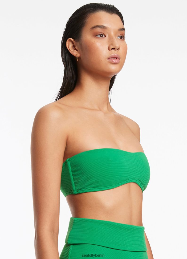 Badebekleidung Seafolly Minimales Bandeau-Bikinioberteil „Isla Rib“. Grün Frauen 6RVZTV381