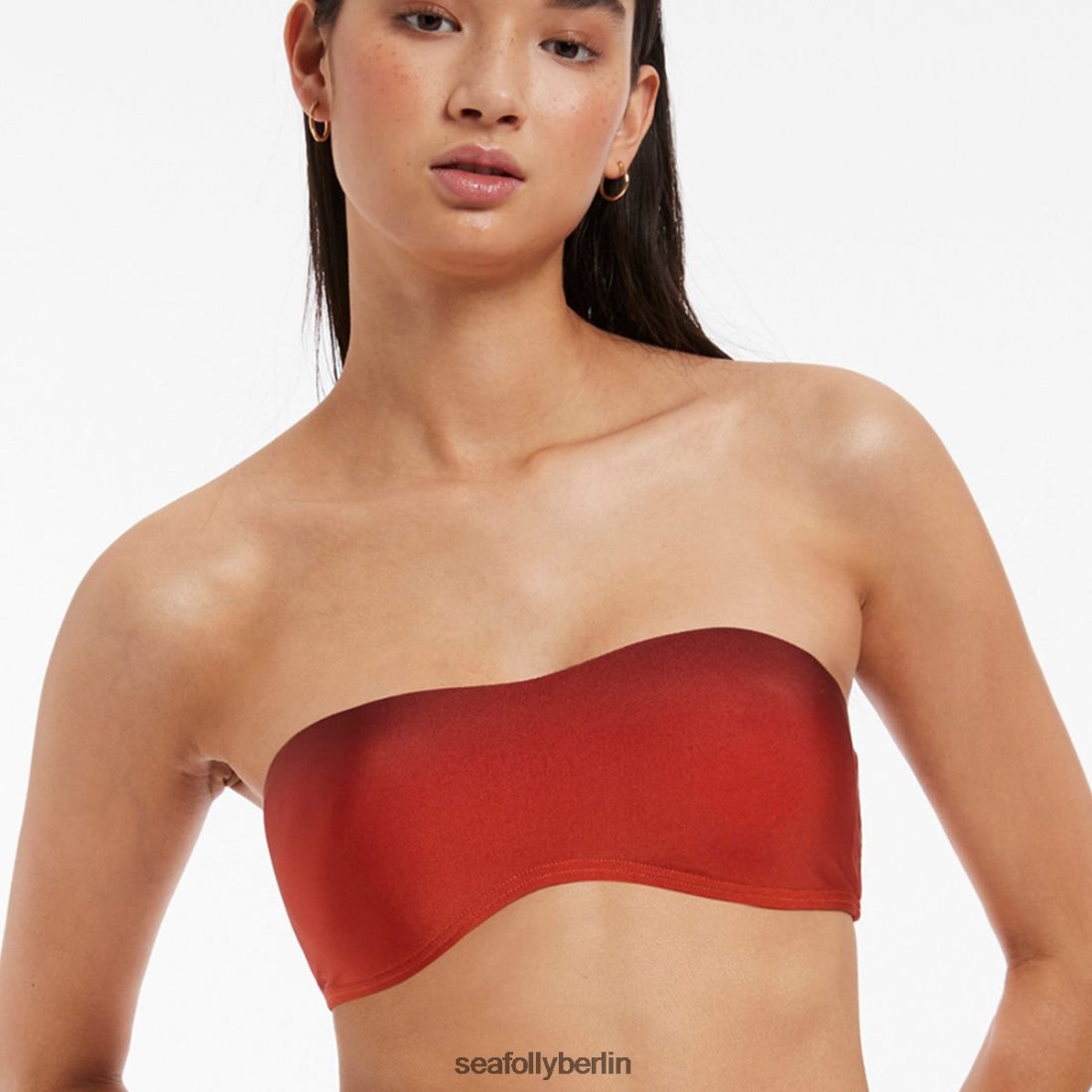 Badebekleidung Seafolly Oia Sunset minimalistisches Bandeau-Bikinioberteil gebranntes Orange Frauen 6RVZTV448