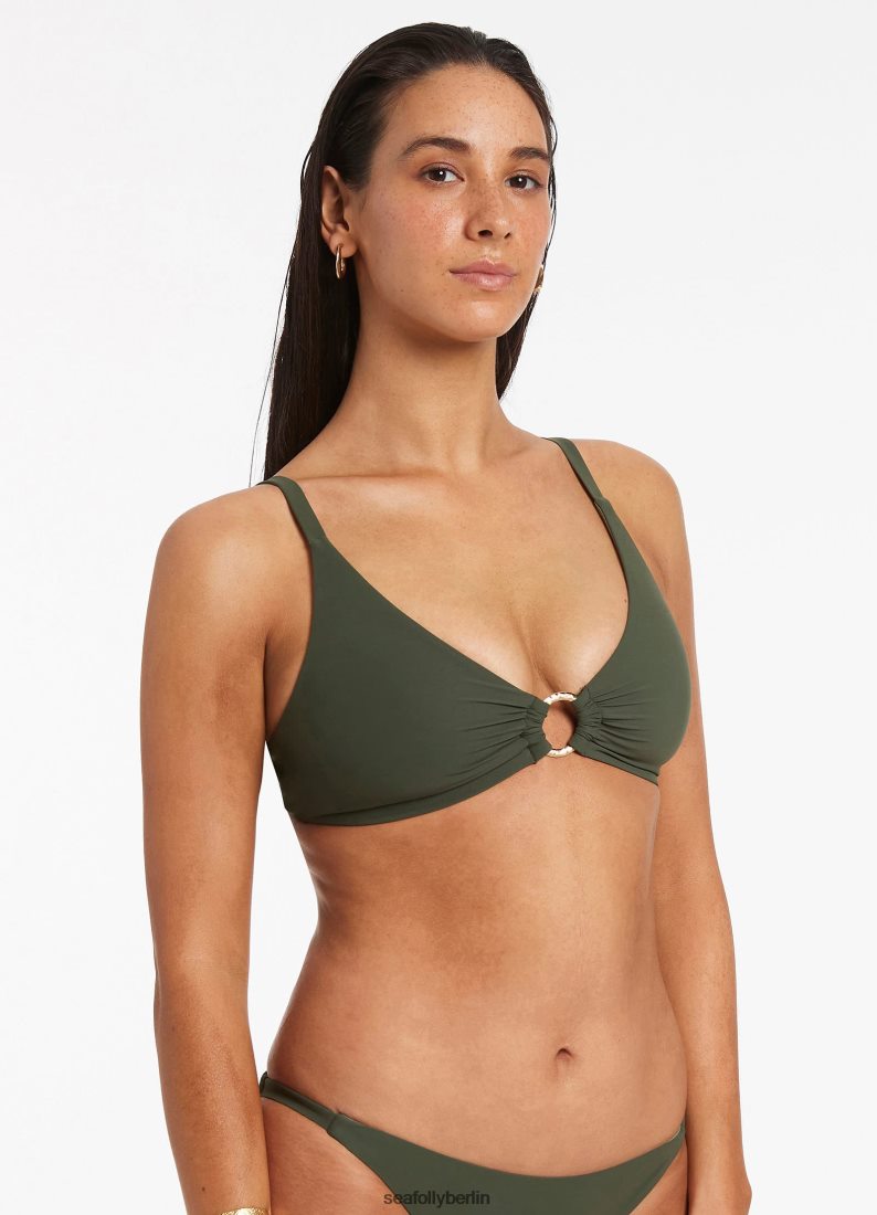 Badebekleidung Seafolly Triangel-Bikinioberteil „C-D“ mit Jetset-Besatz Olive Frauen 6RVZTV545