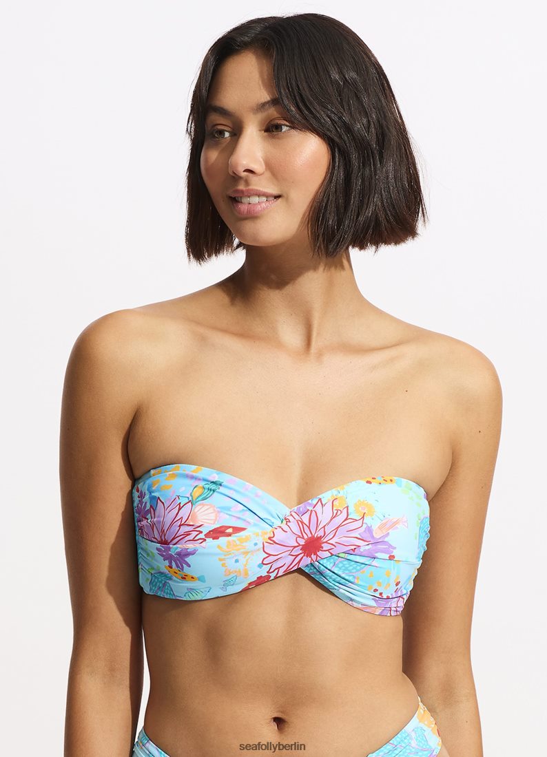 Badebekleidung Seafolly Under the Sea Twist Bandeau-Bikinioberteil blauer Nebel Frauen 6RVZTV525