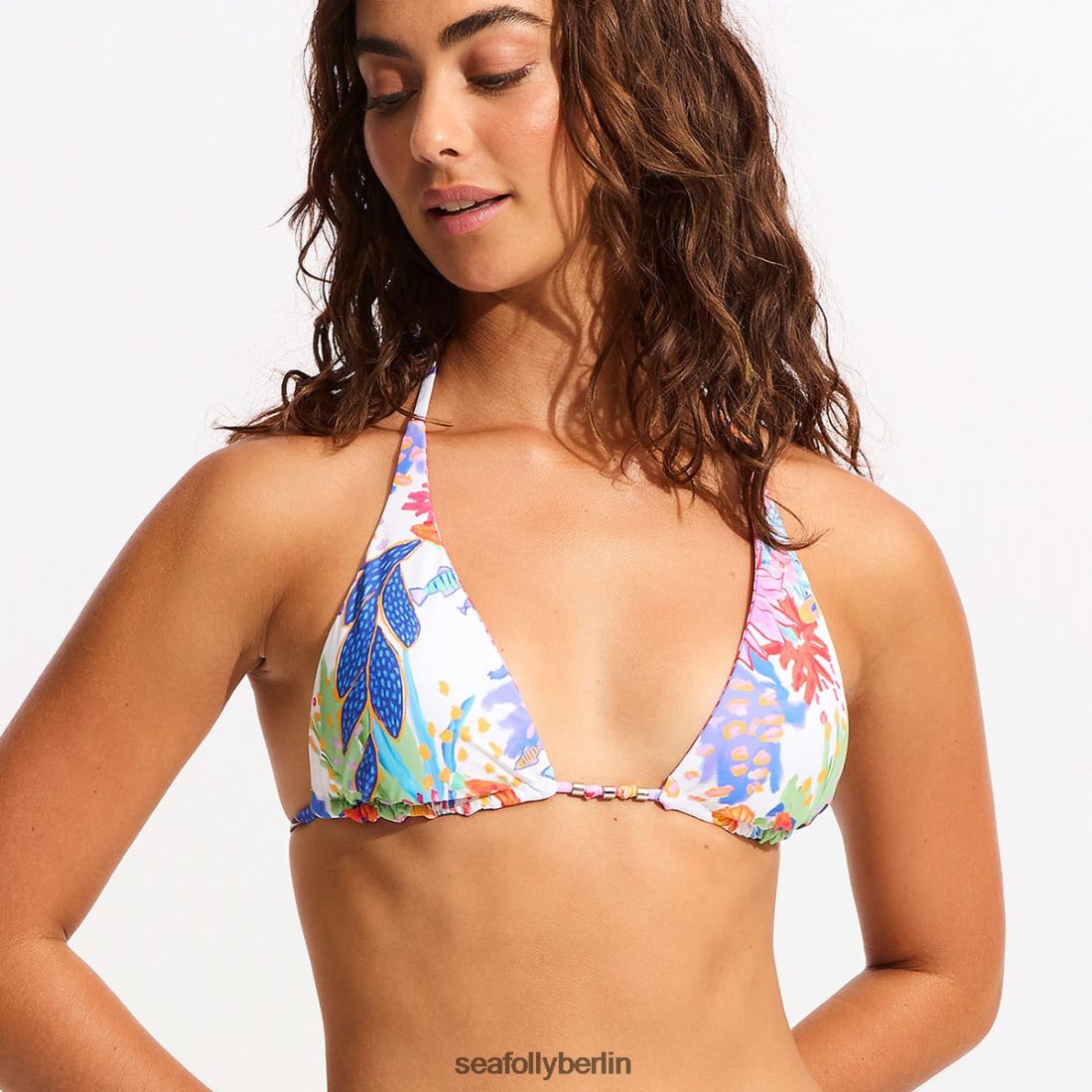 Badebekleidung Seafolly Under the Sea wendbares Triangel-Bikinioberteil mit Schiebeverschluss Weiß Frauen 6RVZTV528