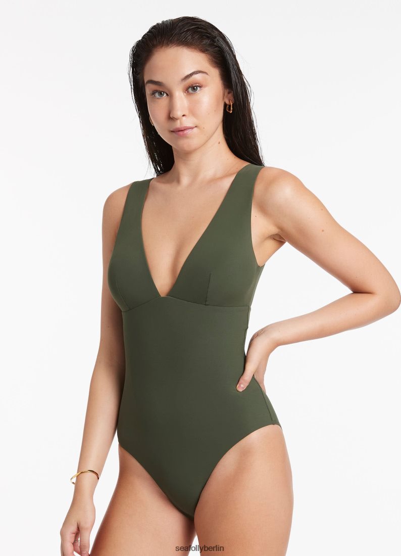 Badebekleidung Seafolly Jetset einteilig eintauchen Olive Frauen 6RVZTV129