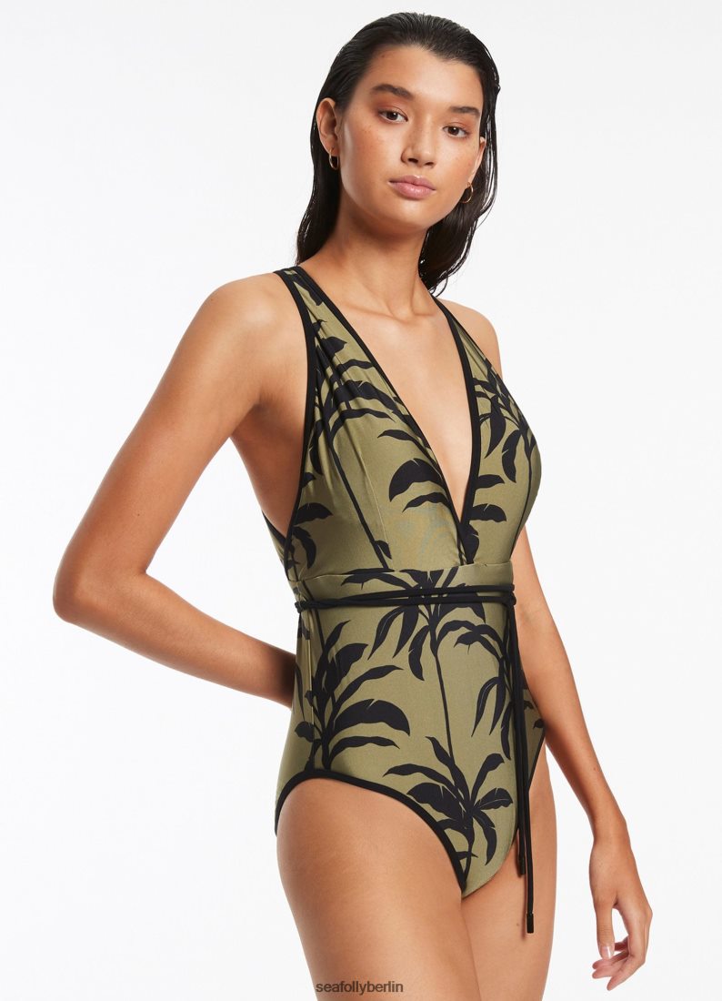 Badebekleidung Seafolly Palme einteilig eintauchen Olive Frauen 6RVZTV106