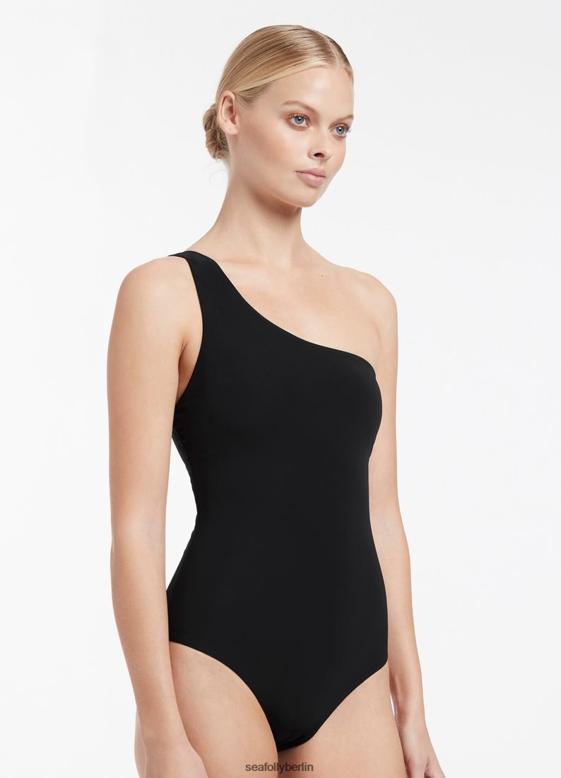 Badebekleidung Seafolly Jetset One-Shoulder-Einteiler Schwarz Frauen 6RVZTV132