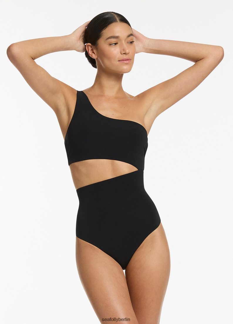 Badebekleidung Seafolly Jetset One-Shoulder-Einteiler Schwarz Frauen 6RVZTV54