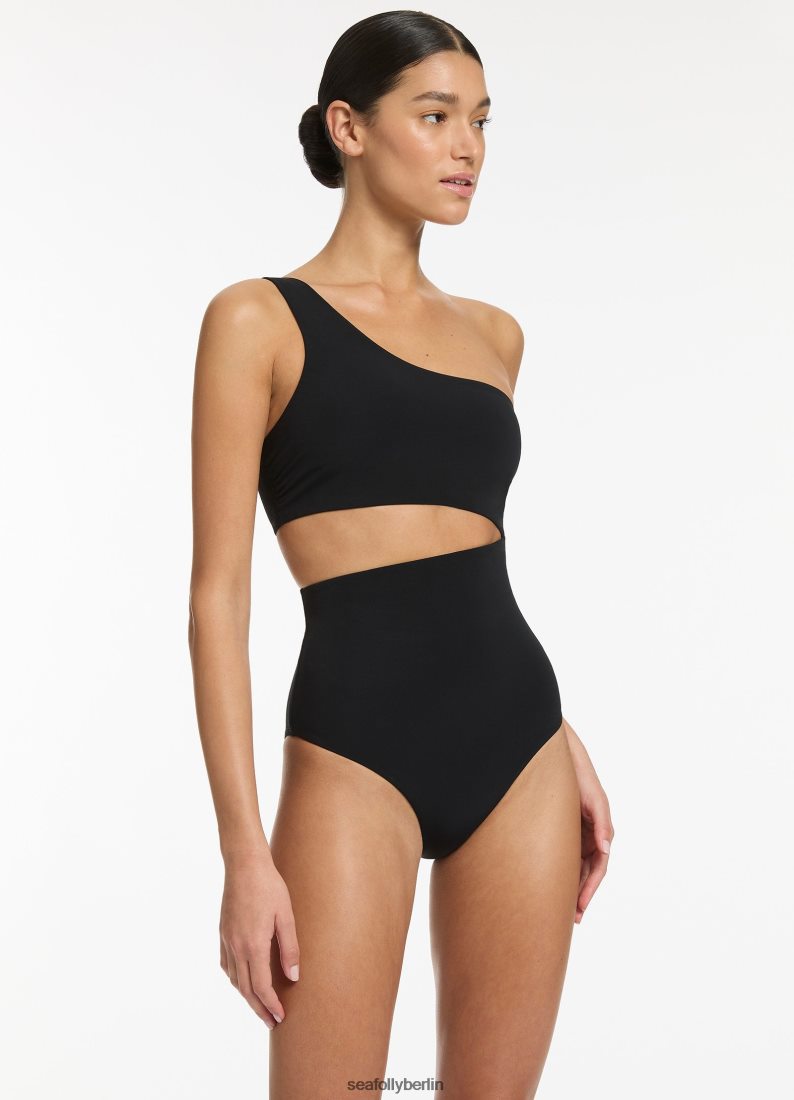 Badebekleidung Seafolly Jetset One-Shoulder-Einteiler Schwarz Frauen 6RVZTV54