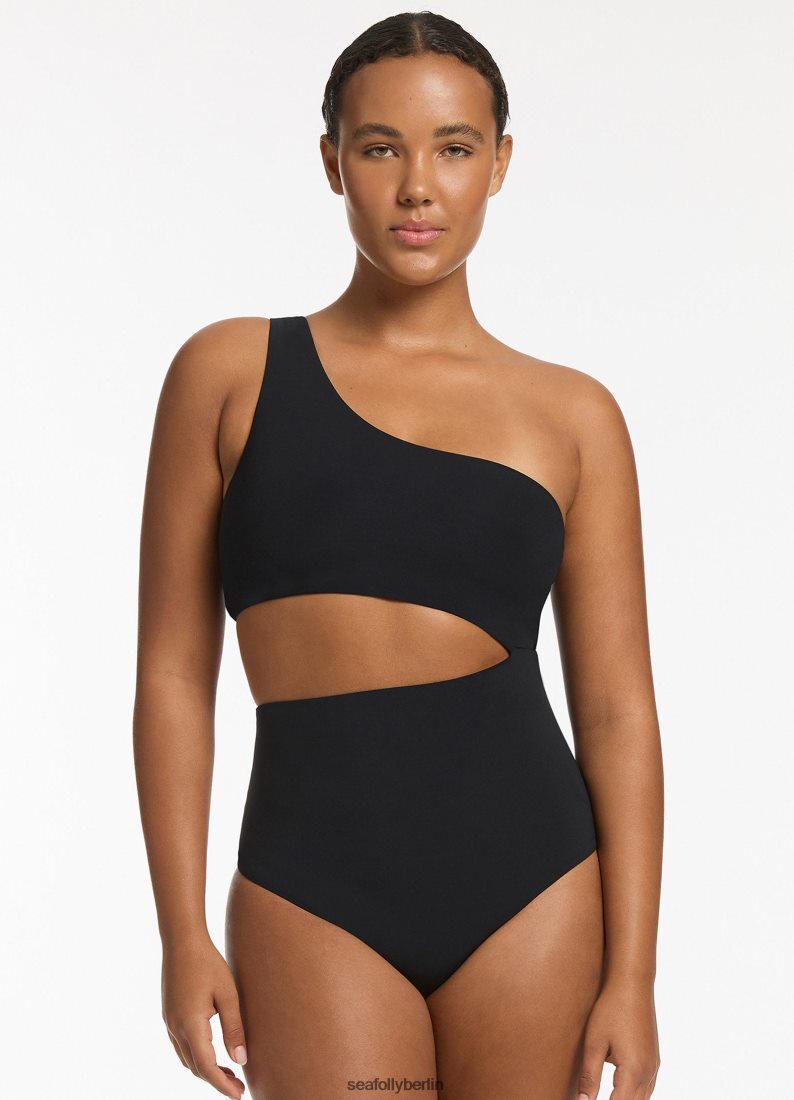 Badebekleidung Seafolly Jetset One-Shoulder-Einteiler Schwarz Frauen 6RVZTV54