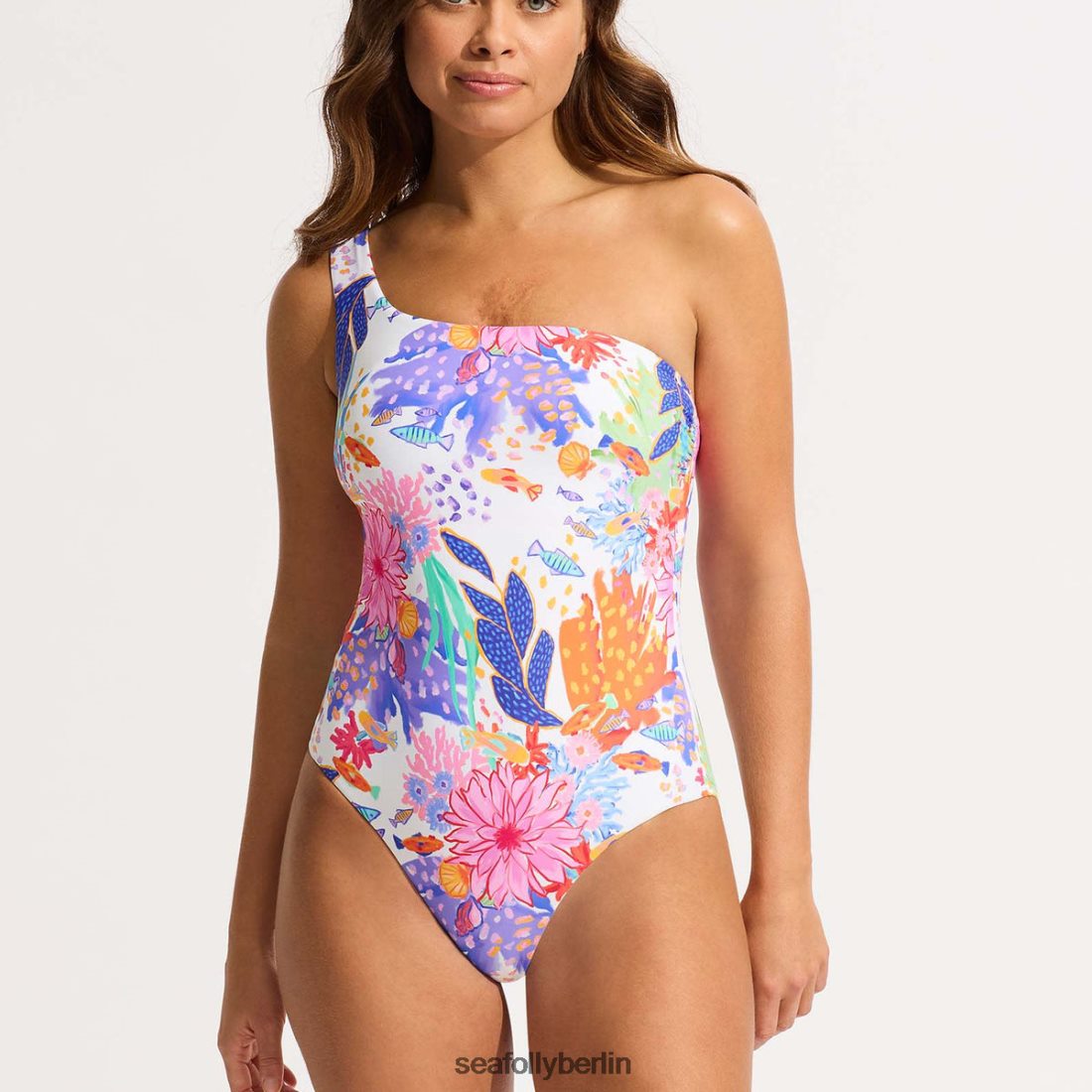 Badebekleidung Seafolly unter dem meer eine schulter ein stück Weiß Frauen 6RVZTV45