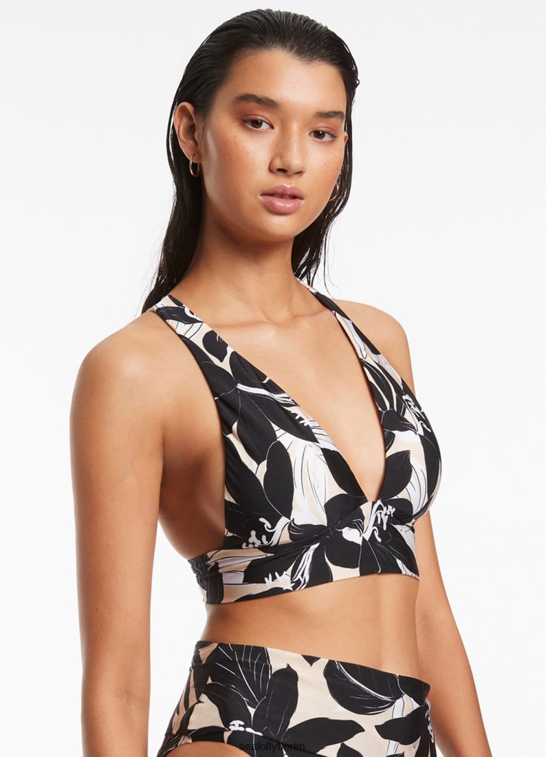 Badebekleidung Seafolly Florale weiches Tri-Top Schwarz Frauen 6RVZTV493