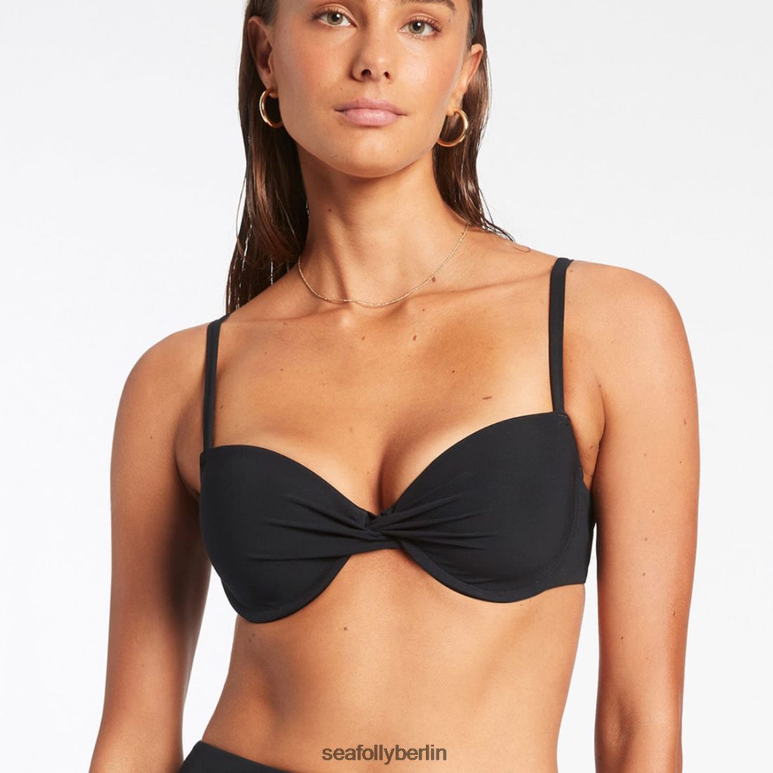 Badebekleidung Seafolly Geformtes Jetset-Twist-Frontoberteil Schwarz Frauen 6RVZTV280