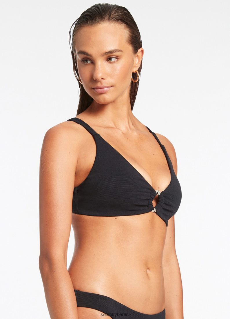 Badebekleidung Seafolly Isla Rib C-D Tri-Top Schwarz Frauen 6RVZTV276
