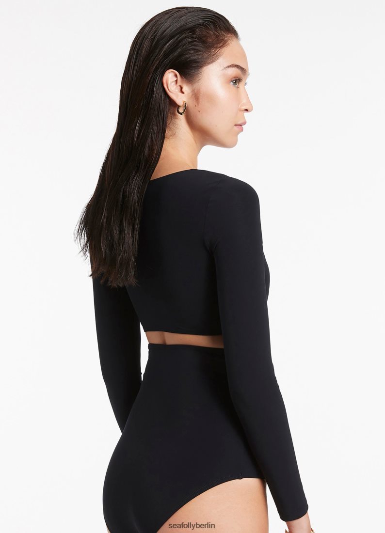 Badebekleidung Seafolly Jetset-Twist-Front-Oberteil Schwarz Frauen 6RVZTV375