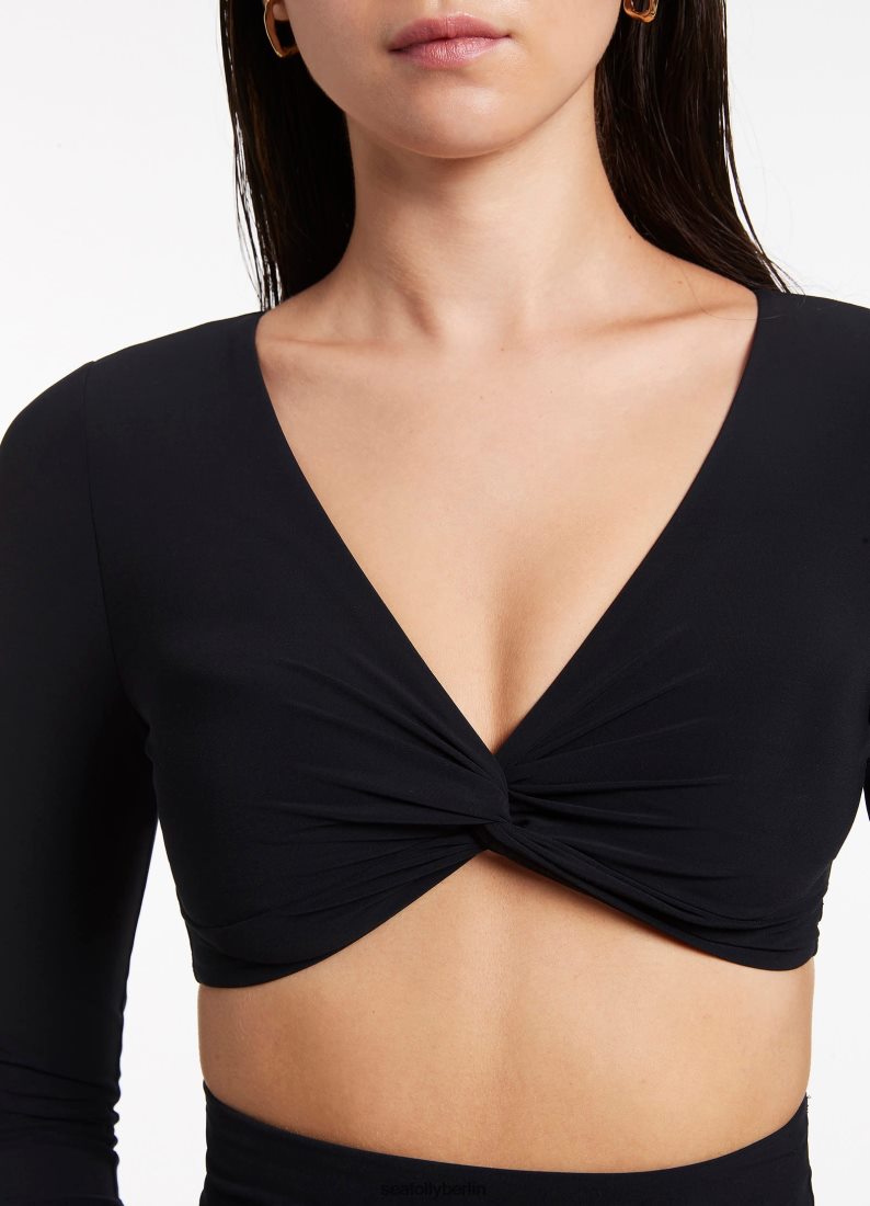 Badebekleidung Seafolly Jetset-Twist-Front-Oberteil Schwarz Frauen 6RVZTV375