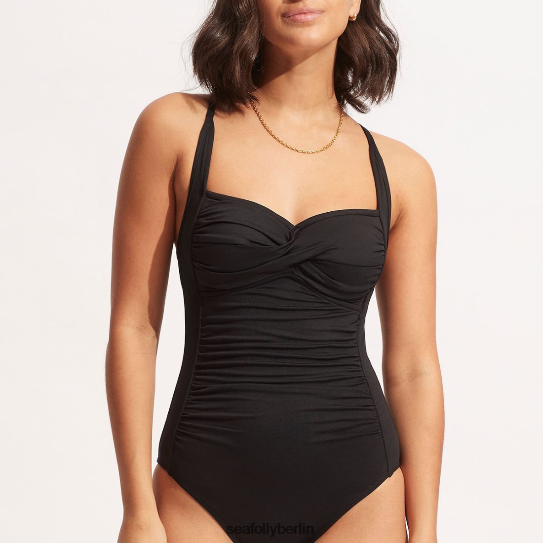 Badebekleidung Seafolly Kollektives Twist-Halfter, einteilig Schwarz Frauen 6RVZTV92