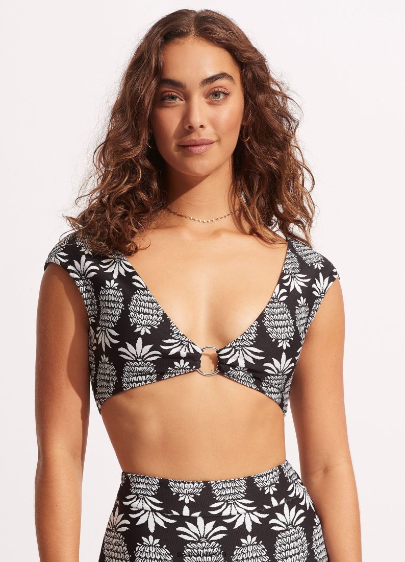 Badebekleidung Seafolly Korsika-Tanktop mit Flügelärmeln Schwarz Frauen 6RVZTV564