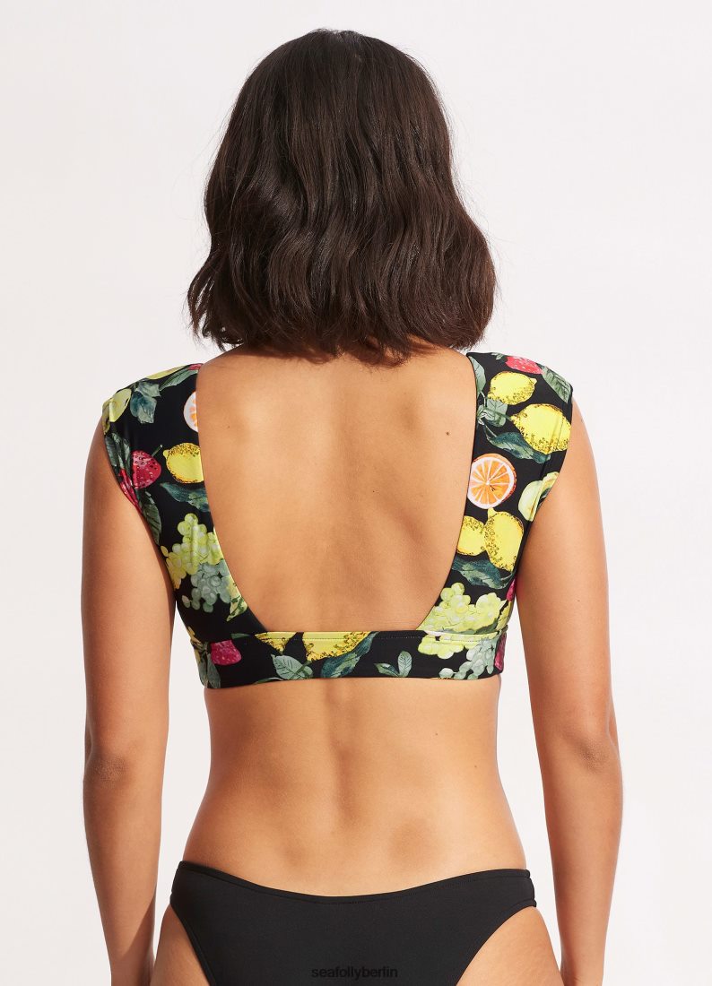 Badebekleidung Seafolly Lemoncello-Oberteil mit Flügelärmeln Schwarz Frauen 6RVZTV630