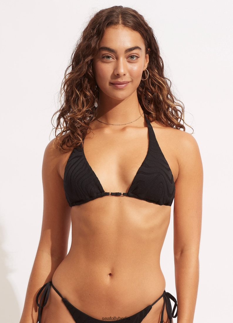 Badebekleidung Seafolly Longline-Slide-Tri-Top der zweiten Welle Schwarz Frauen 6RVZTV620