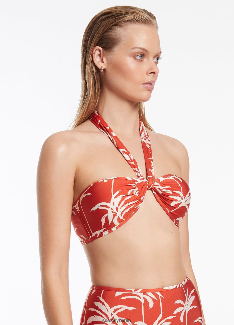 Badebekleidung Seafolly Neckholder-Oberteil zum Binden in Palme Kirsche Frauen 6RVZTV484